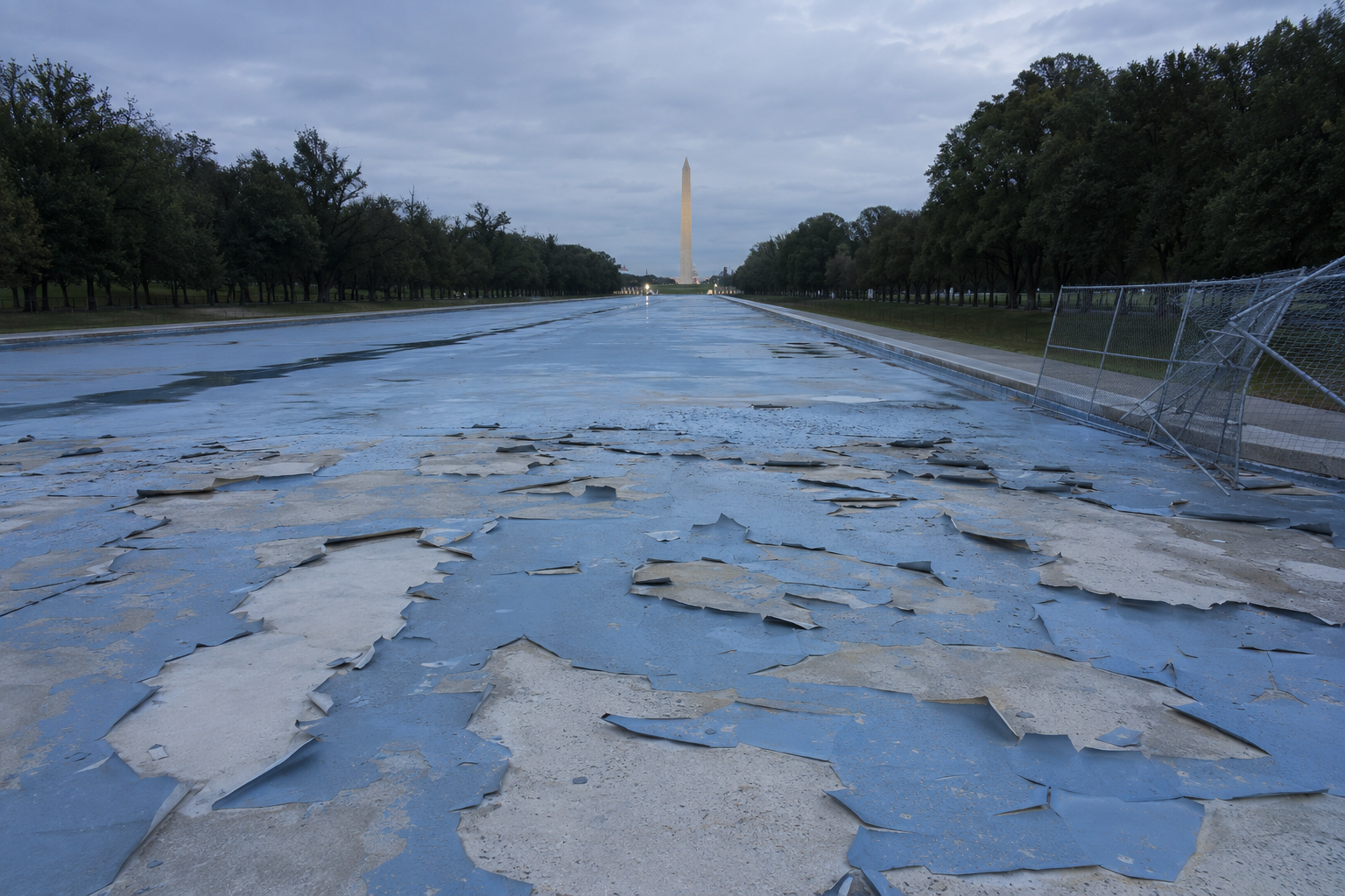 Spotlight Dispatch, generated August 4, 2026. There is not one straight edge in it. The coating came up in sheets, curling at the corners, the way paint lifts when it never bonded to the concrete underneath.