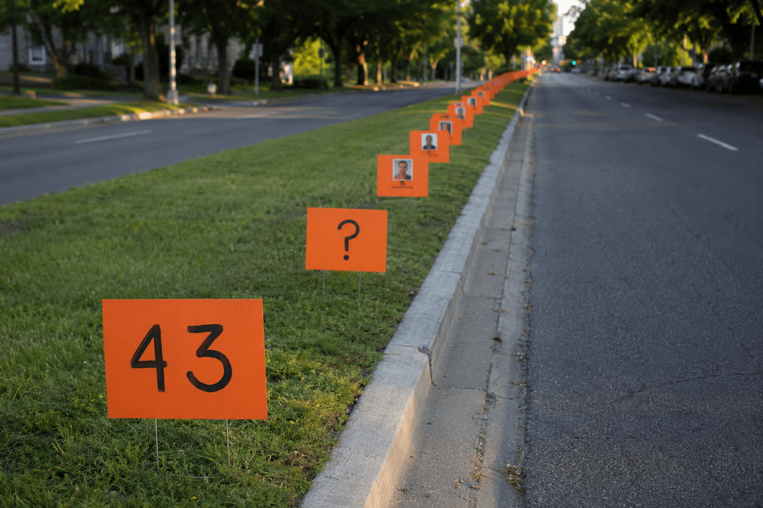 You lined a Milwaukee boulevard with orange signs so the city would look its number in the face. The number is down this year. It is still 43 signs.